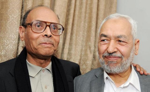 Rached Ghannouchi et son caniche "laïc", Moncef Marzouki.